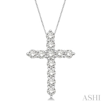 3/4 Ctw Round Cut Diamond Cross Pendant